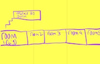 a drawing of a yellow board with purple writing on it